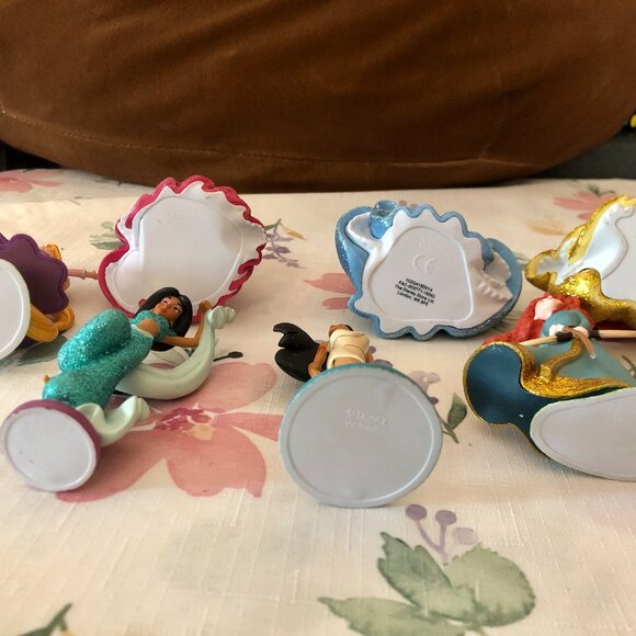 Lot of 7 Disney Princess Glitter Figurine Set Toys Rapunzel Jasmine Aurora etc. - Picture 7 of 7